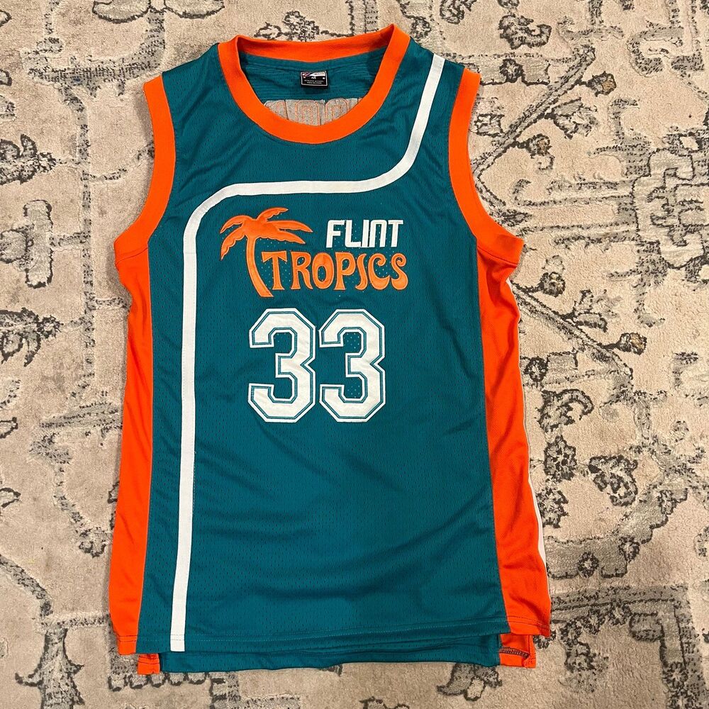 Flint Tropics Jersey Men Medium Green Jackie Moon 33 Semi Pro Movie Stitched